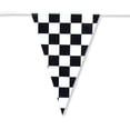 thumbnail image 2 of 100 Foot Long Race Track Car Finish Line Black and White Plastic Pennant Party Checker Pattern String Curtain Banner for Decorations, Birthdays, Event Supplies, Festivals, Children, 2 of 6
