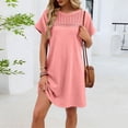 thumbnail image 6 of Hurxie Swimsuit Coverup for Women Short Sleeve Bathing Suit Cover Ups Summer T Shirt Dress Flowy Sundresses Pink,2XL, 6 of 7