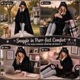 thumbnail image 3 of Halloween Wearable Blanket Cute Flannel Hoodie Shawl | Cartoon Animal Cozy Sofa Nap Wrap for Women 150x130cm Soft Oversized Loungewear Blanket with Hood Snap Button Closure(lxf), 3 of 7