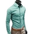 thumbnail image 1 of Ayyufe Men's Solid Candy Color Long Sleeve Slim Fit Dress Shirt Top Celadon, 1 of 3