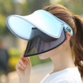 thumbnail image 3 of Chapeau de Soleil Ajustable Protection Solaire Anti-UV Visière Protection Visage Grand Bord Rose, 3 of 6