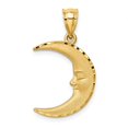 thumbnail image 4 of 14k Yellow Gold Solid Satin Diamond Cut Moon Charm Pendant, 4 of 7