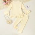 thumbnail image 6 of Lenpel Baby Clothes for Girls Toddler Fall Winter Cute Ruffle Long Sleeve Ribbed Shirts Pants 2Pcs Infant Outfits Set, 6 of 7