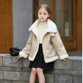 thumbnail image 4 of Atogsazn Toddler Boys Sherpa Lined Deerskin Jacket Kids Girls Zip Up Fleece Long Sleeve Coat Thick Warm Top Clothing 05-White 3-4 Years Fashion, 4 of 9