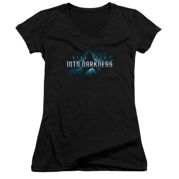 Star Trek Into Darkness Logo Junior Women's V-Neck T-Shirt Black