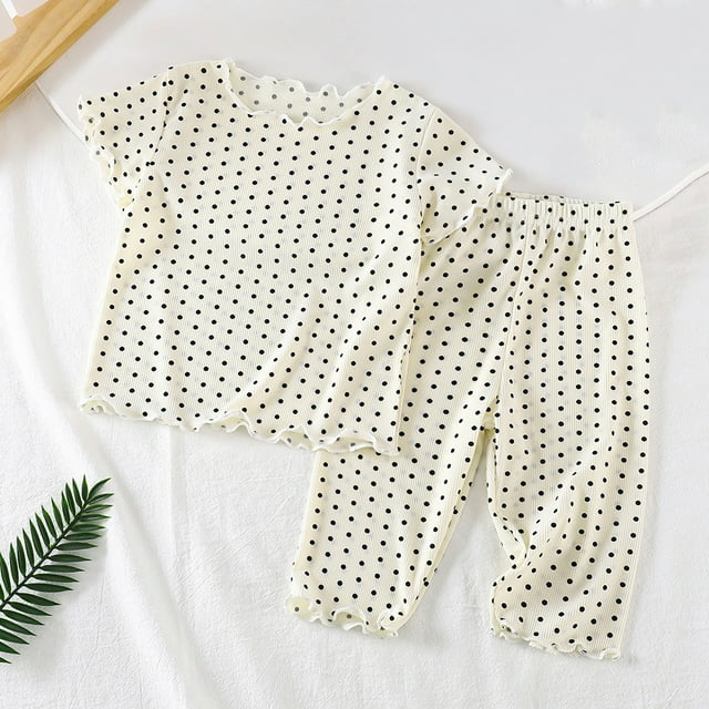 Kids Summer Sleepwear Two Piece Set Comfortable Short Sleeve Pajamas Outfit For Everyday Home Wear From To Nine Years