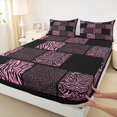 thumbnail image 3 of Castle Fairy Zebra Print 4-Piece Full Size Sheets for Teens,Animal Leopard Bed Sheets,Geometric Lattice Lightweight Sheet Sets,Lightweight Room Decor, 3 of 7