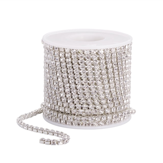 Miangastore 10M Crystal Rhinestone Close Chain Clear Triming Claw Chain for Jewellery Sewing Craft DIY (4.0MM)