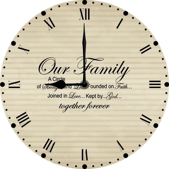 Eveokoki Wooden Rustic Farmhouse Family Round Wall Clock Silent Non Ticking 10 Inch,Battery Operated Vintage Shabby Chic Kitchen Clocks Wall Decorative for Living Room Bedroom Office