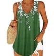thumbnail image 1 of Camiseta sin mangas con cuello en V sin mangas para mujer Camiseta sin mangas estampada cómoda y holgada con estampado de flores, 1 of 5