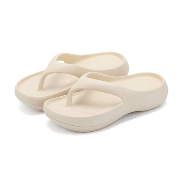 MIASHUI Flip Flop Slippers for Woman Summer Lightweight Platform Shoes Bathing Shoes,White,8