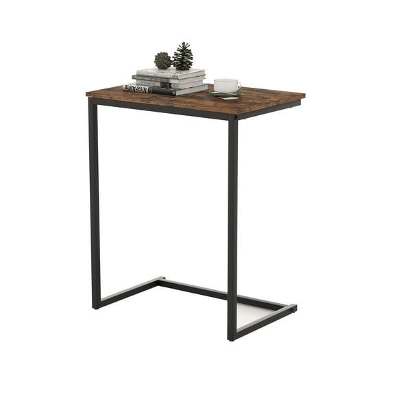 Giantex C Shaped End Table, Slide-Under Couch Table for Laptop Coffee Snack