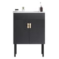 thumbnail image 5 of 24" Bathroom Vanity With Metal Leg,With White Ceramic Basin,Two Soft Close Cabinet Doors, Solid Wood,Excluding Faucets,Black, 5 of 9