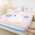 thumbnail image 3 of Homewish Cartoon Rabbit Twin Sheet Sets 3pcs for Preppy Children,Kawaii Animal Twin Fitted Sheet Microfiber,Pink Blue White Breathable Flat Sheet,Breathable Home Decor, 3 of 7