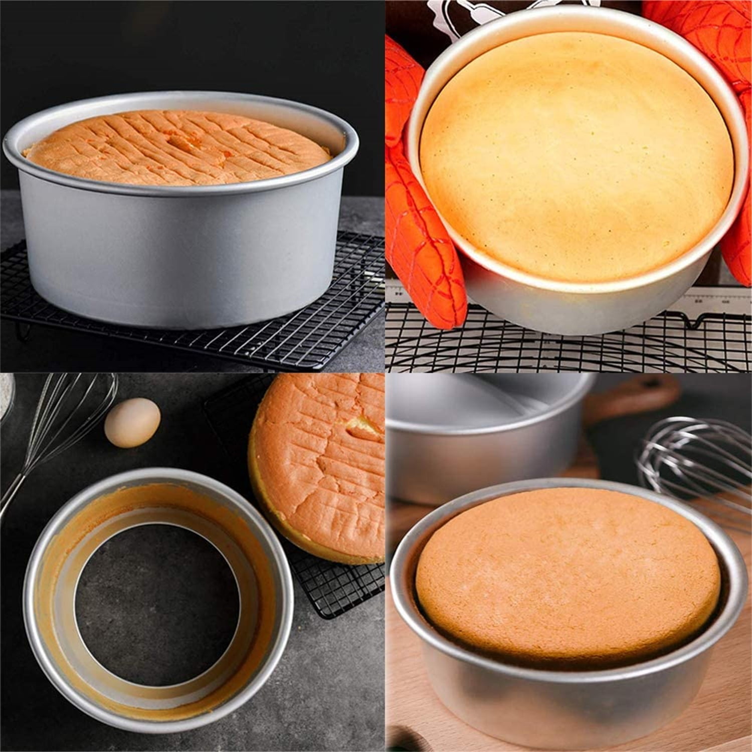 Kepooman Kitchen Non-stick Aluminum Round Cheesecake Mold with Removable Bottom, Set of 2, Silver Kepooman Kitchen Non-stick Aluminum Round Cheesecake Mold with Removable Bottom, Set of 2, Silver