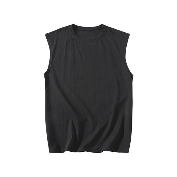 CHGBMOK Tank Tops Men Summer Sport Casual Solid Color Sleevless Round Neck Tank Top Sizes M-5XL