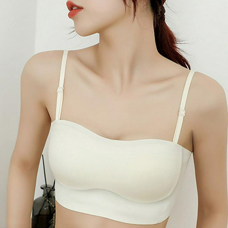 Clearance!Women's Invisible Bra Detachable Double Shoulder Strap 3/4 Cover  Bra Underwear Female Tube Top Wrapped Chest Bra