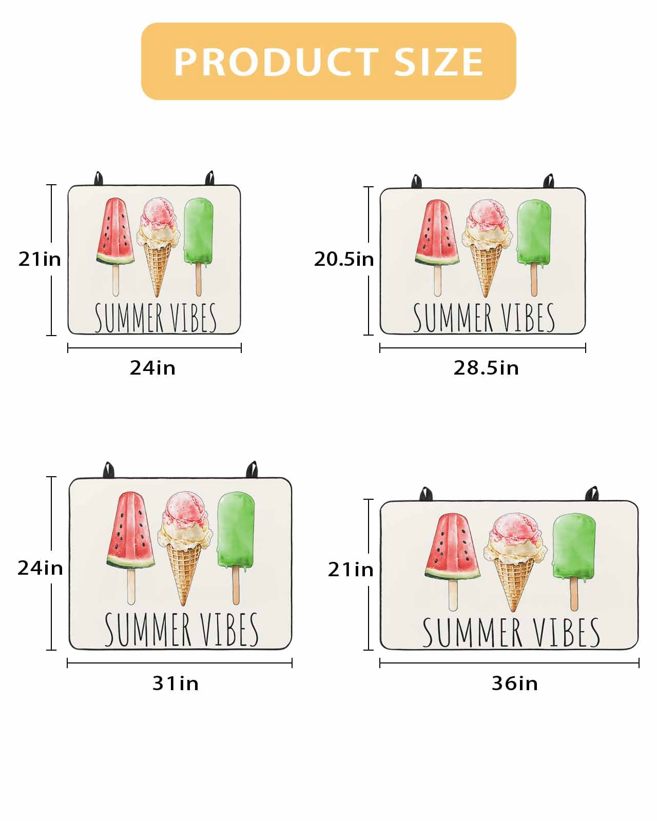 nqOlkjepod Large Induction Cooktop Protector Mat 24"x21", Summer Ice Cream Stove Top Covers for Electric Stove, Beige Dessert Watermelon Decorative Stove Burner Cover Mats, Glass Top Stove Cover