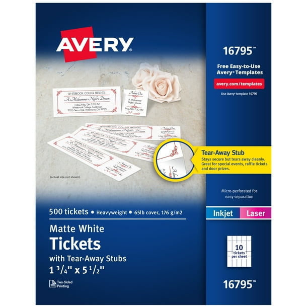 Avery Blank Printable Perforated Raffle Tickets, Tear-Away Stubs ...