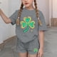 thumbnail image 3 of Vestido de manga corta Estilo Niños Día de San Patricio impreso cuello redondo blusa y pantalones Set de dos piezas Blusa de manga corta, 3 of 6