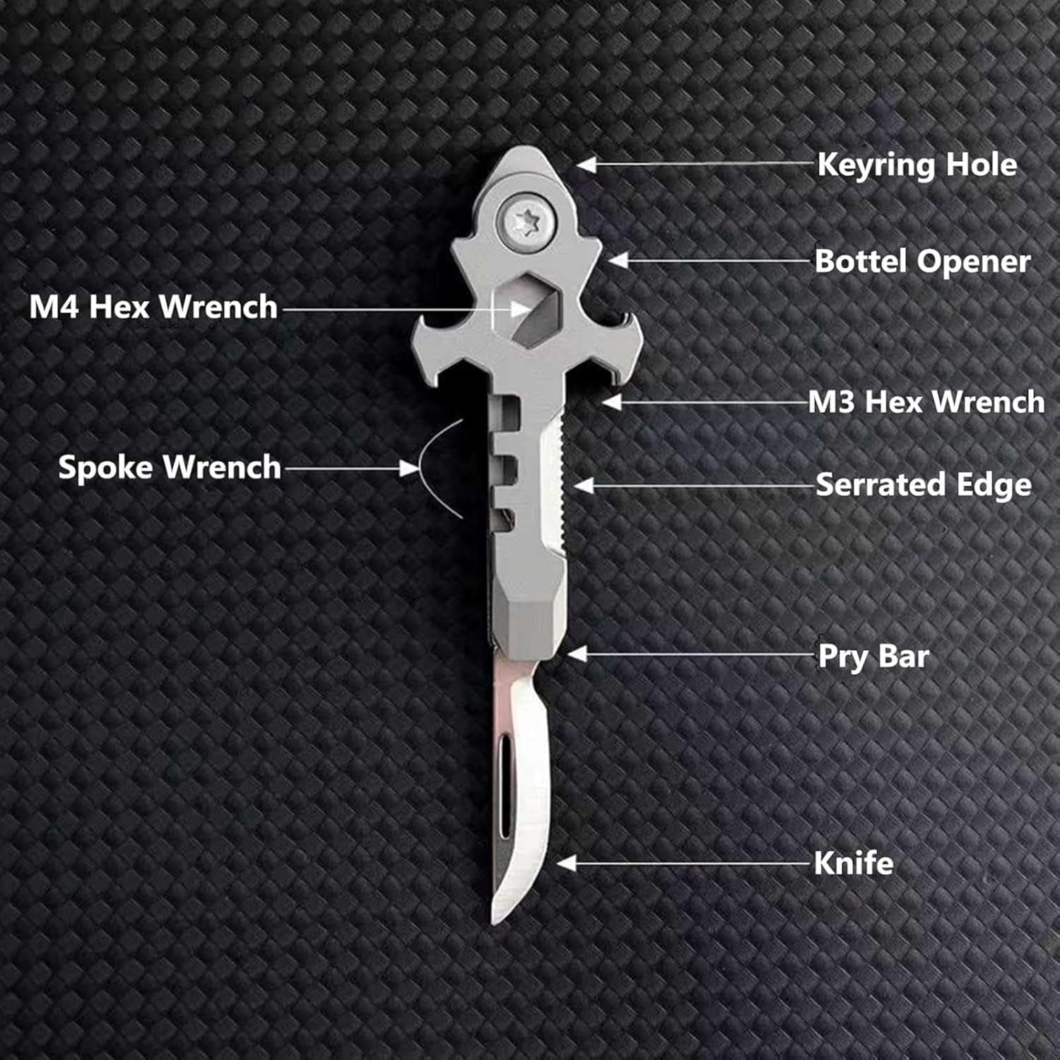 1 Piece Mini Pocket 7-In-1 Titanium Multitool Tool Mini Size Allows Easy Carrying for Quick Access