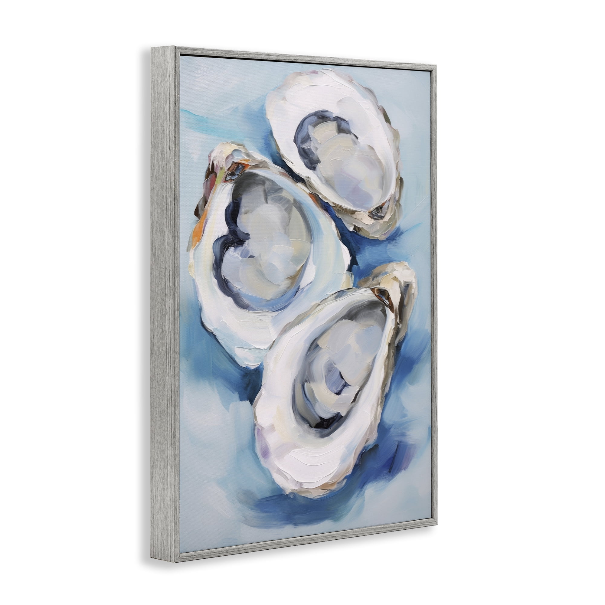 Stupell Industries Oyster Shell Trio Animals & Insects Painting Gray Framed Art Print Wall Art, 16 x 24