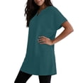 thumbnail image 6 of QASIEATN Women's Casual V Neck Short Sleeve Dress Loose Fit T Shirt Dress with Pockets Shirts for Women, 6 of 9