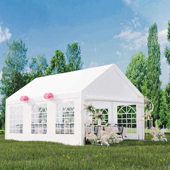Aoile 13'x20' Outdoor Party Wedding Tent, Galvanized Steel Patio Canopy Gazebo with 6 Removable Sidewalls