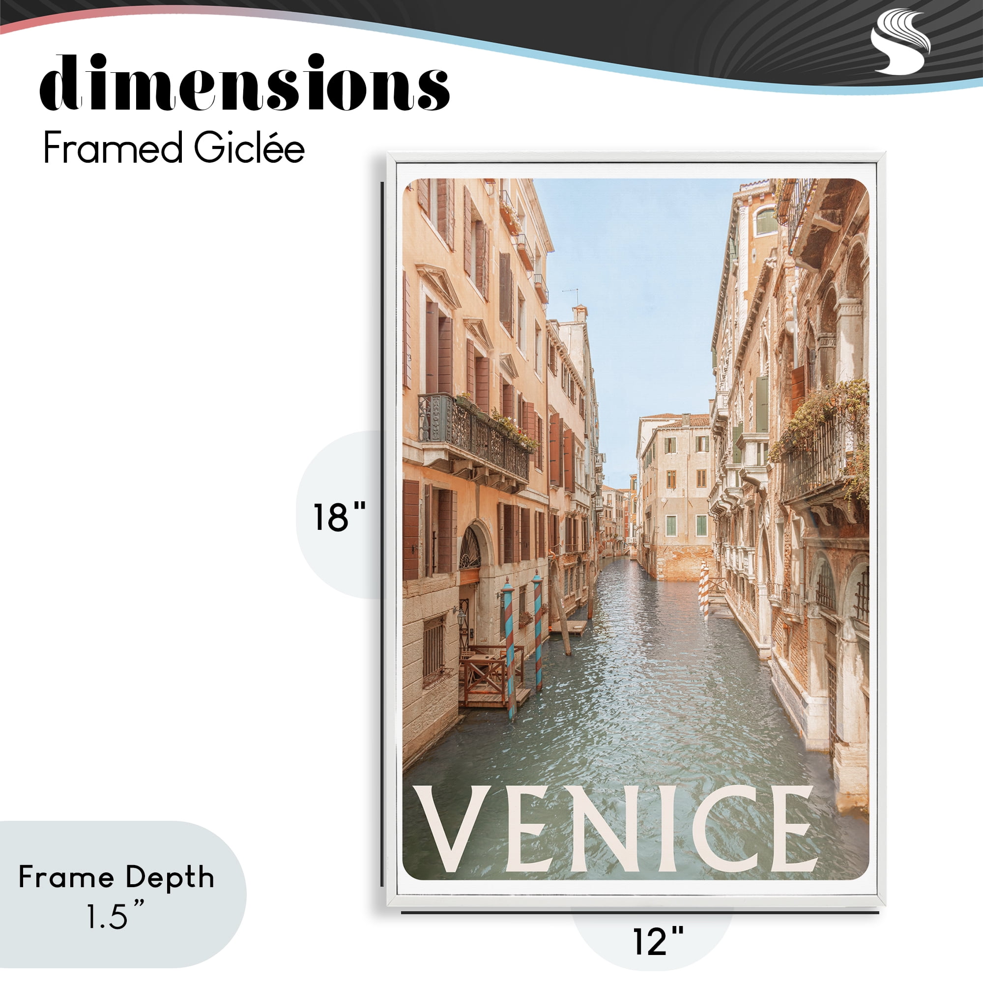 Stupell Industries Venice Canal Waterway White Framed Giclee Art, design by Erin Marie