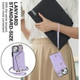 thumbnail image 6 of Phone Case for iPhone 13 Mini 5.4 inch Wallet Cover with Screen Protector Ring Stand Credit Card Holder Slot Crossbody Strap Cell iPhone13mini i-Phone 13minicase i iPhone13 13mini Women Girl的、 Purple, 6 of 13