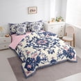 thumbnail image 4 of Feelyou Vintage Hippie Damask Twin Bedding Sets 7-Piece, Boho Blue Flower Floral Bedding Comforter Set, Southwestern Style Reversible Sheet Sets, Ultra Soft Bedroom Decor, 4 of 8