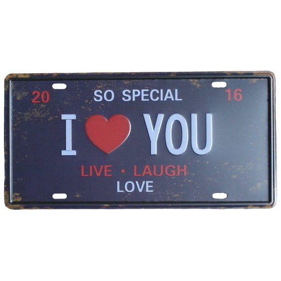 SIfdSeng Happy Life License Plate Metal Painting Store Bar Wall Signs Letter Printed Family Home Art Poster Size 30X15cm