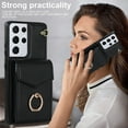 thumbnail image 2 of For Samsung Galaxy S23 Ultra/S23+/S23 Case Cover, Shockproof Leather Card Wallet Ring Stand Cover With Long Strap, 2 of 5