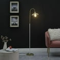 thumbnail image 5 of 64" Gold And White Arched Floor Lamp With Gold Metal Cage Shade, 5 of 7