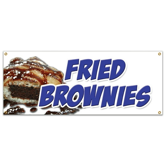 SignMission B-Fried Brownies Fried Brownies Banner Sign - Ice Cream Dessert Whipped Cream Deep