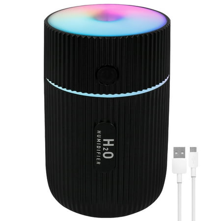 

Kyoffiie Portable Air Humidifier 220ML Colorful LED Air Diffuser Aroma Oil Humidifier(Black)