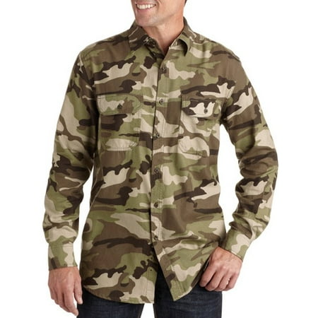 Men's Long Sleeve 2 Pocket Flannel Shirt - Walmart.com