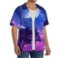 thumbnail image 2 of KLL Dreamy Colorful Starry Sky Print Men's Shirt Short Sleeve Button Down Summer Cuba Beach Shirts- XX-Large, 2 of 5