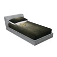 thumbnail image 2 of Ambesonne Vintage Fitted Sheet & Pillow Sham Set, Classic Dark Chandelier, Twinxl, Grey and Yellow, 2 of 2