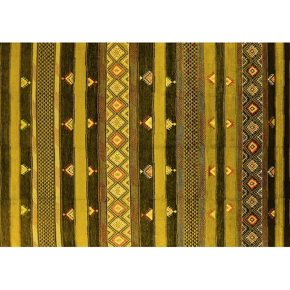 Ahgly Company Indoor Rectangle Solid Yellow Modern Area Rugs, 7' x 10'