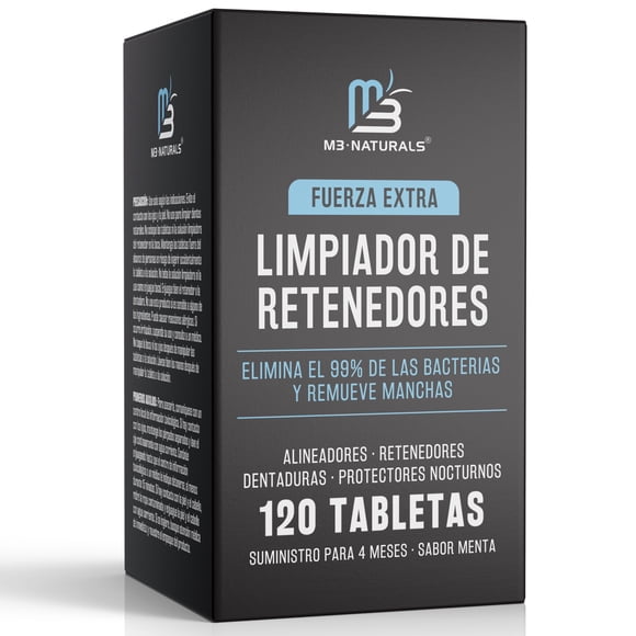Tabletas Limpiadoras de Retenedores Dentales – Limpia Retenedores, Alineadores y Prótesis Eliminando Olores, Manchas y Placa, con Estuche de Limpieza - 120 Tabletas Efervescentes