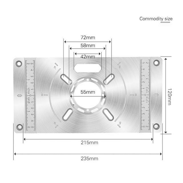 Board Aluminum Alloy Router Table Insert Plate Trimming Machine Engraving Tool Flip Board with 4 Rings for Woodworking