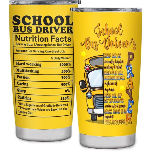School Bus Driver Appreciation Gifts, School Bus Driver Gifts, Bus Driver Gifts for Men Women, Back to School Gifts for Retired School Bus Tumbler Cup 20oz
