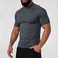 thumbnail image 2 of Lenpel Men's T-Shirts Short Sleeve Mock Neck Solid Color Slim Tee Shirts Casual Basic Tees Fashion Summer Tops, 2 of 5