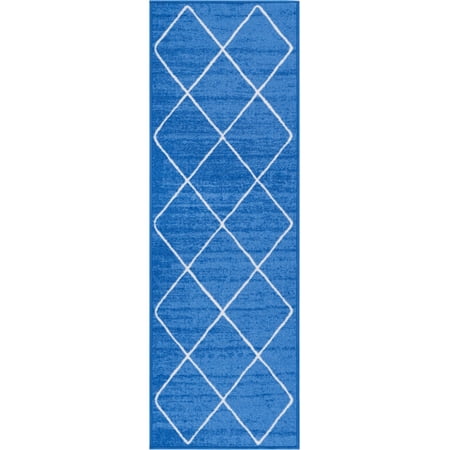 2x7 lattice antibacterial pile washable skid woven runner slip thin rug rubber indoor diamond non machine low well area outdoor