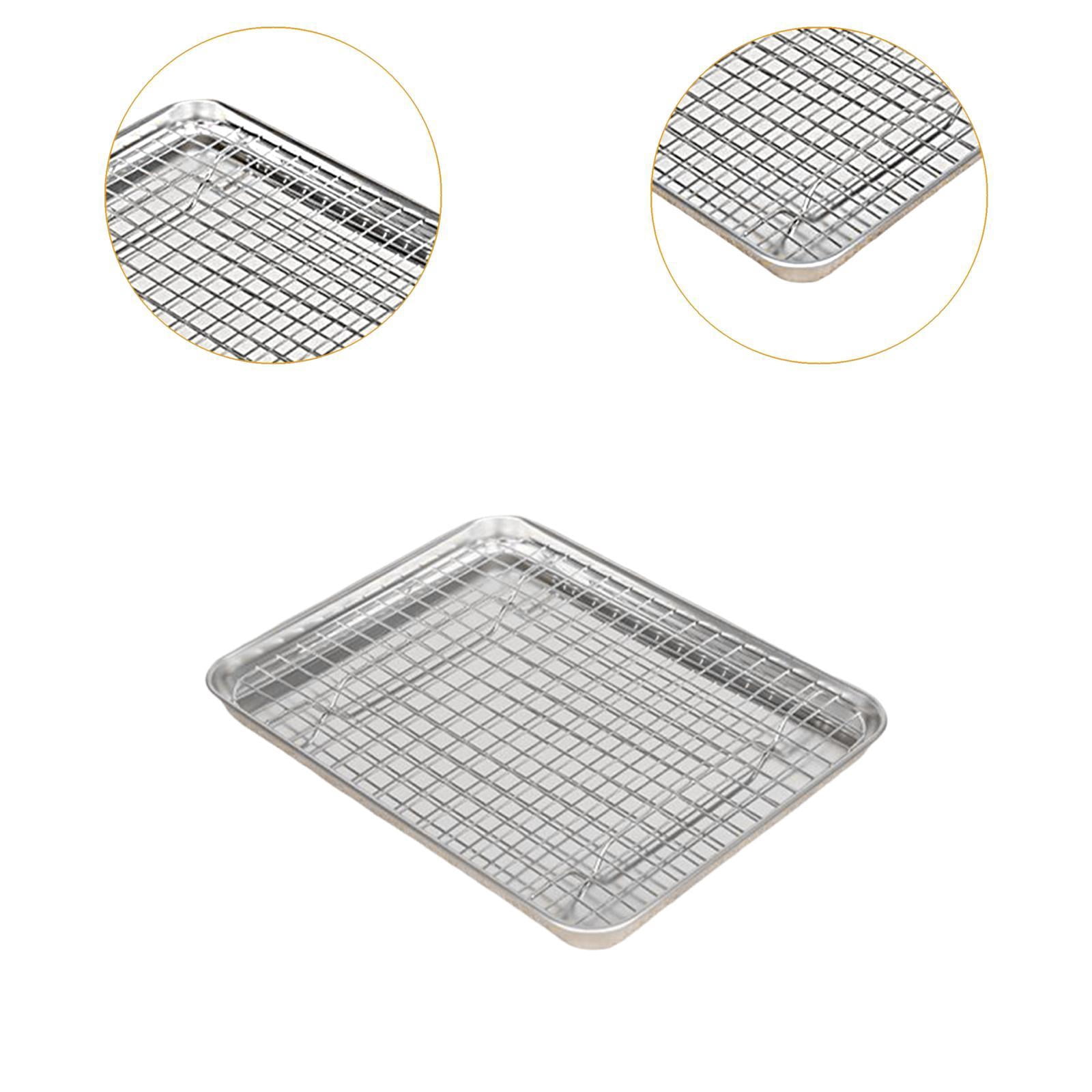 Fiocias Baking Sheet with Rack Bakeware Reusable Food Container Stainless Steel for Home 31.5cmx24.5cmx2.5cm