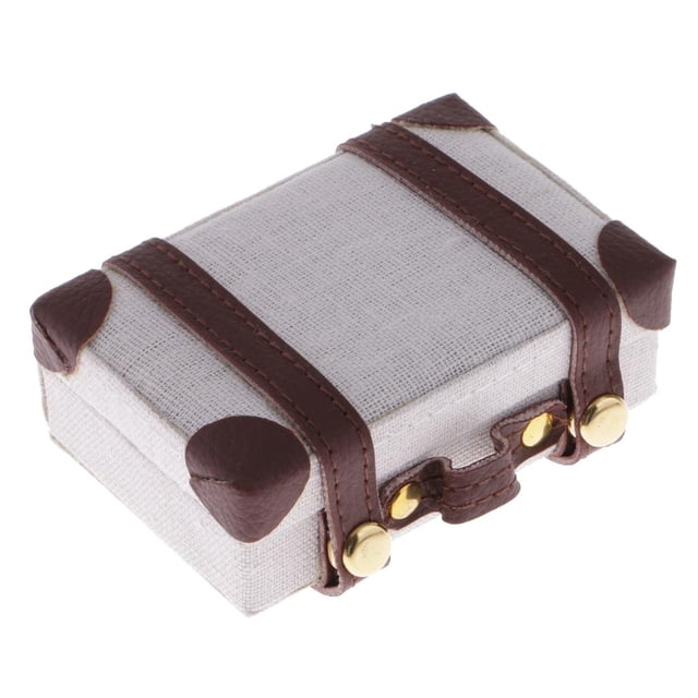 1/6 Accesorios de casa de muñecas de moda Juguete en miniatura Maleta Equipaje Estuche de viaje, Blanco