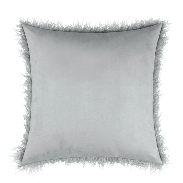 Noori Rug Dakota Grey Throw Pillow, Large, Cowhide Silver Foil 2 Pounds