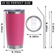 thumbnail image 2 of 48pack 20oz magenta insulted tumblers stainless steel cup Tumbler Bulk with push Lid, and metal straw powder coated coffee cup for cold and hot drinking, 2 of 5