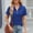 Blue2, variant on Shirts for Women Zipper Lapel Collar V Neck Short Sleeve Blouse Rayon Polyester Spandex Stretchy Loose Fit Top for Business Work Casual L Size Spring Summer Womens Tops